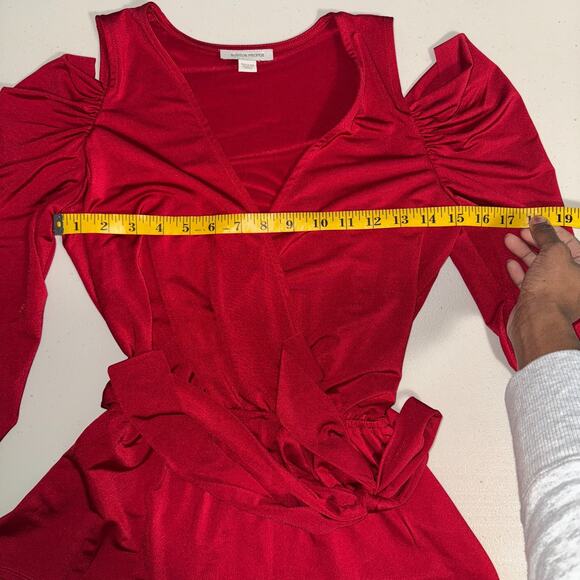 Boston Proper Women XS Top Cold Shoulder Holiday Party Going Out Tie Front - Picture 6 of 10